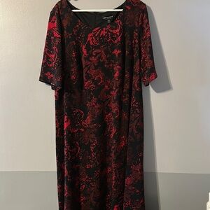 Connected Apparel Black and Red Midi Dress
